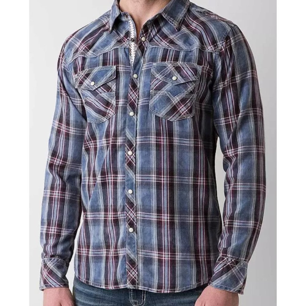 Buckle BKE Vintage Plaid Pearl Snap Long Sleeve Western Cowboy Lightweight Large